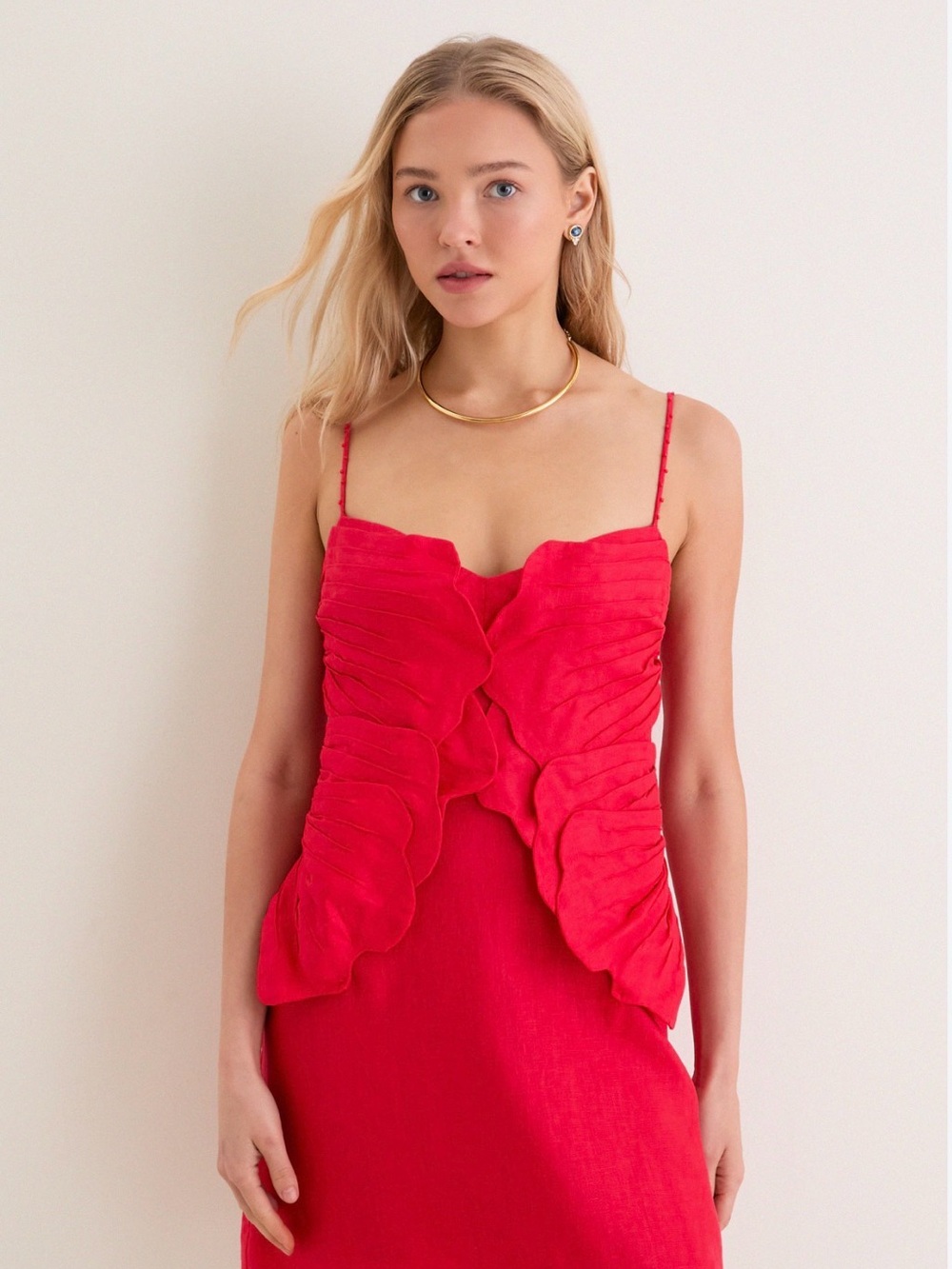 FARM Rio Red Ruffle-Front Mini Dress - Picture 4 of 4